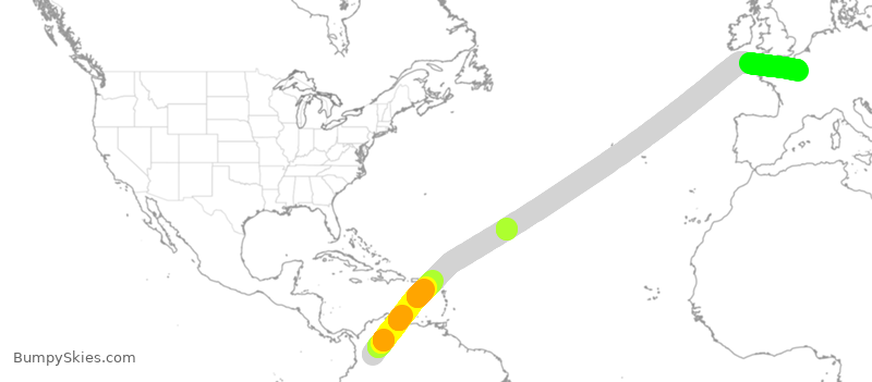Turbulence forecast map for AFR435, KBO to FPG