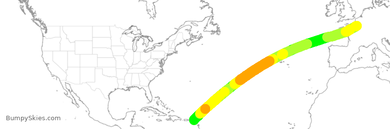 Turbulence forecast map for AFR446, CDG to SXM