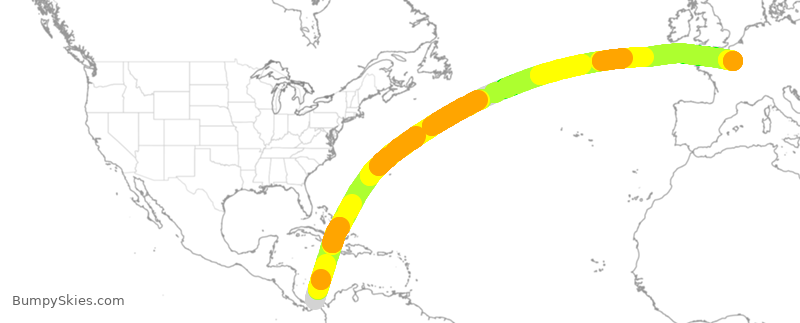 Turbulence forecast map for AFR475, PTY to CDG