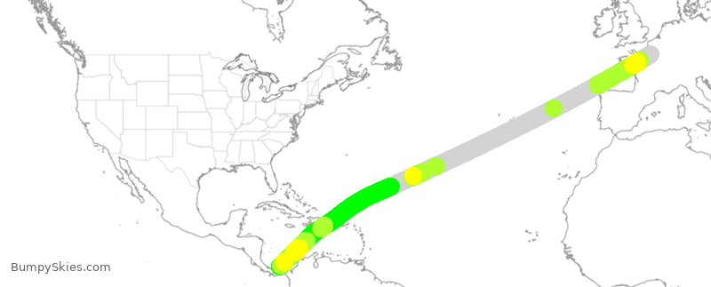 Turbulence forecast map for AFR490, CDG to PTY