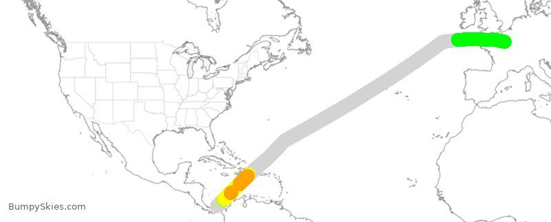Turbulence forecast map for AFR491, PTO to FPG
