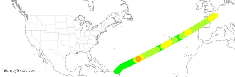 Turbulence forecast map for AFR498, FPG to NCM