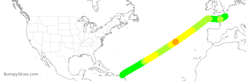 Turbulence forecast map for AFR499, SXM to CDG