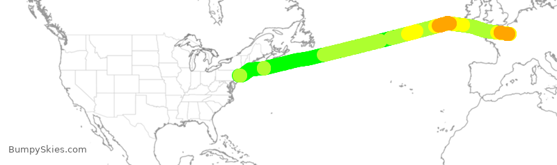 Turbulence forecast map for AFR4, CDG to JFK