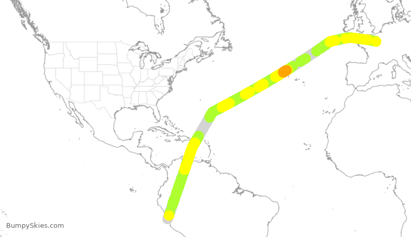 Turbulence forecast map for AFR501, PJC to FPG