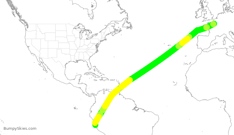 Turbulence forecast map for AFR504, CDG to SPJC