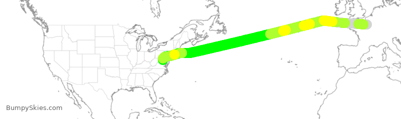 Turbulence forecast map for AFR50, CDG to IAD