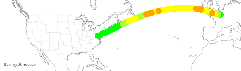 Turbulence forecast map for AFR51, IAD to CDG