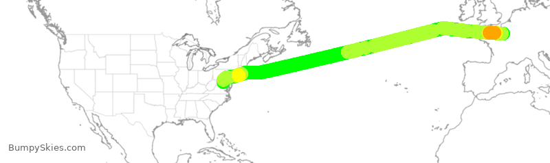 Turbulence forecast map for AFR52, CDG to IAD