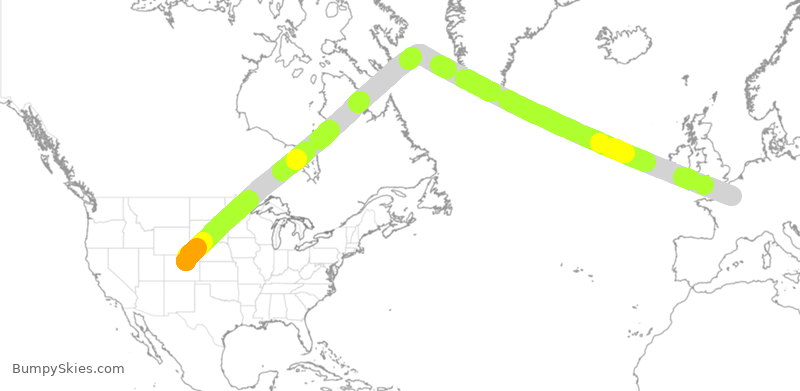 Turbulence forecast map for AFR59, DEN to CDG