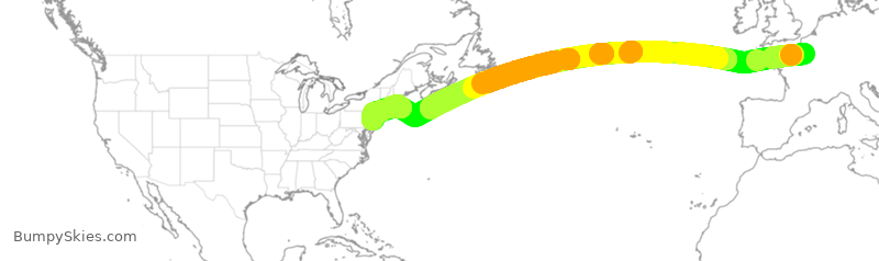 Turbulence forecast map for AFR62, CDG to EWR