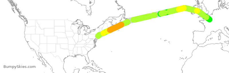 Turbulence forecast map for AFR63, EWR to CDG
