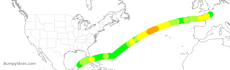 Turbulence forecast map for AFR650, CDG to CUN