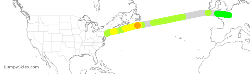 Turbulence forecast map for AFR65, EWR to CDG