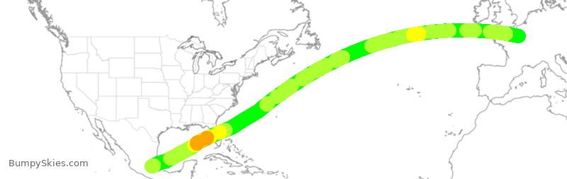 Turbulence forecast map for AFR6722, CDG to MMSM