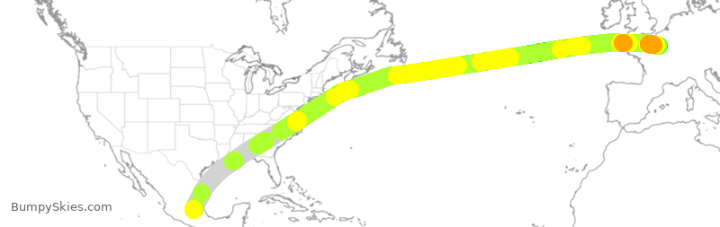 Turbulence forecast map for AFR6723, MMSM to CDG