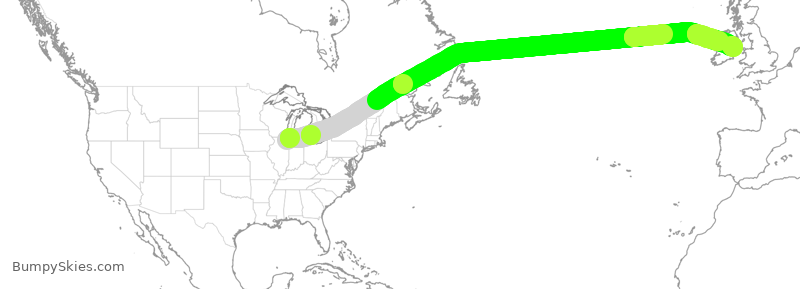 Turbulence forecast map for AFR6735, ORD to IDW