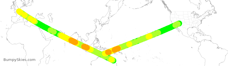 Turbulence forecast map for AFR68, CDG to PHX