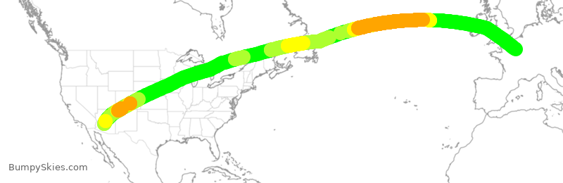 Turbulence forecast map for AFR69, PHX to CDG