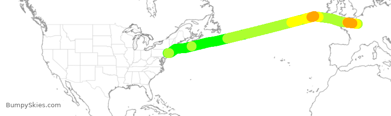 Turbulence forecast map for AFR6, CDG to JFK