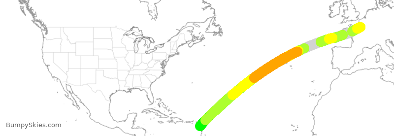 Turbulence forecast map for AFR758, CDG to PTP
