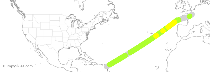 Turbulence forecast map for AFR763, PTP to CDG
