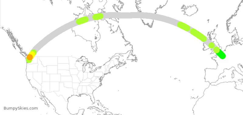 Turbulence forecast map for AFR77, SEA to CDG
