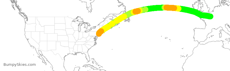 Turbulence forecast map for AFR7, JFK to CDG