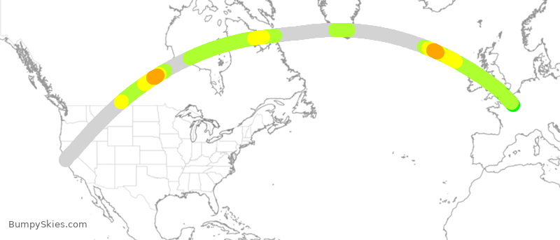 Turbulence forecast map for AFR81, SFO to CDG
