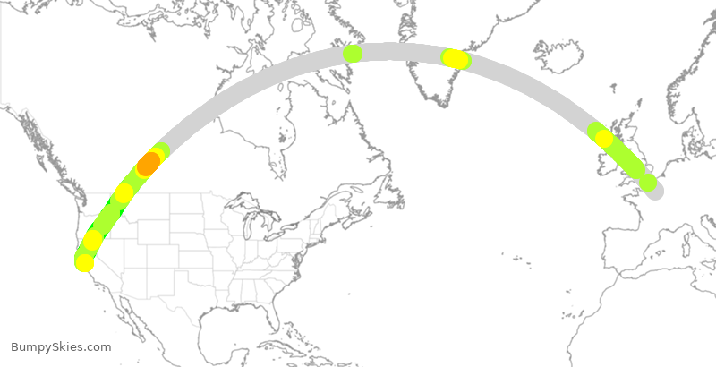Turbulence forecast map for AFR82, CDG to SFO
