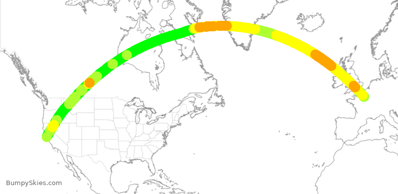 Turbulence forecast map for AFR83, SFO to CDG
