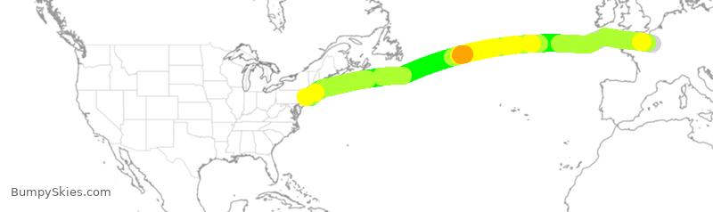 Turbulence forecast map for AFR8, CDG to JFK