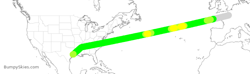 Turbulence forecast map for AFR98, CDG to IAH