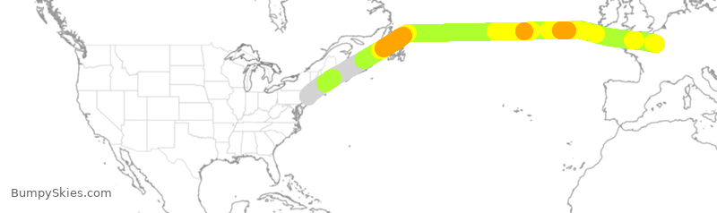 Turbulence forecast map for AFR9, JFK to CDG