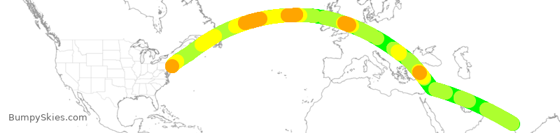 Turbulence forecast map for AIC116, JFK to BOM