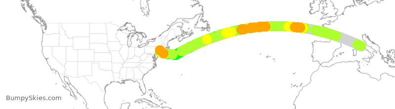 Turbulence forecast map for AIC119, FCO to JFK