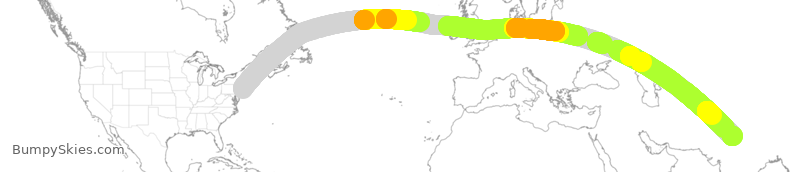 Turbulence forecast map for AIC11, JFK to DEL