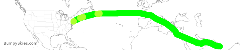 Turbulence forecast map for AIC144, EWR to BOM