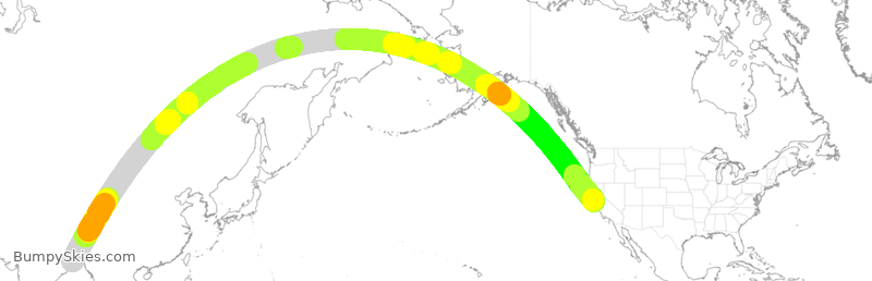 Turbulence forecast map for AIC173, CCU to SFO