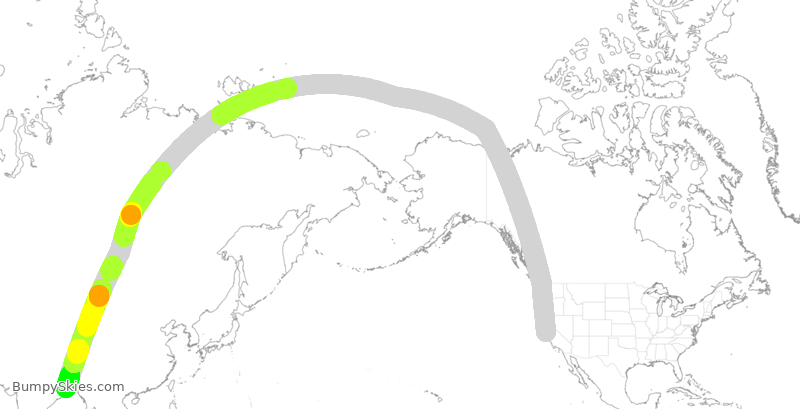 Turbulence forecast map for AIC174, SFO to CCU