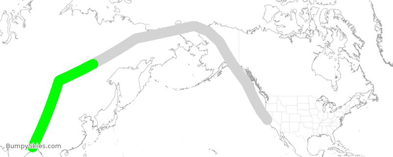 Turbulence forecast map for AIC184, SFO to ECC