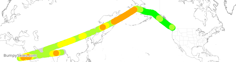 Turbulence forecast map for AIC185, CCU to YVR