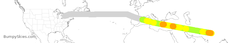Turbulence forecast map for AIC188, YYZ to IDP