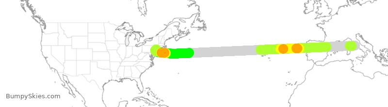 Turbulence forecast map for AIC191, FCO to EWR