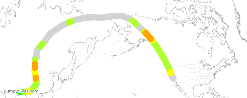 Turbulence forecast map for AIC3004, VCV to CCU
