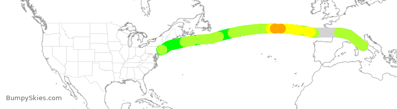 Turbulence forecast map for AIC31, FCO to JFK