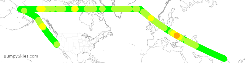 Turbulence forecast map for AIC4174, SFO to CCU