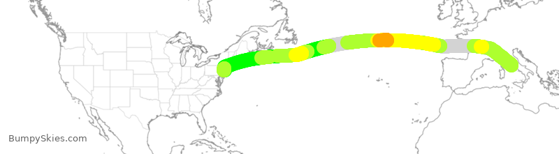 Turbulence forecast map for AIC61, FCO to EWR