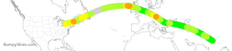 Turbulence forecast map for AIC87, YYZ to DEL