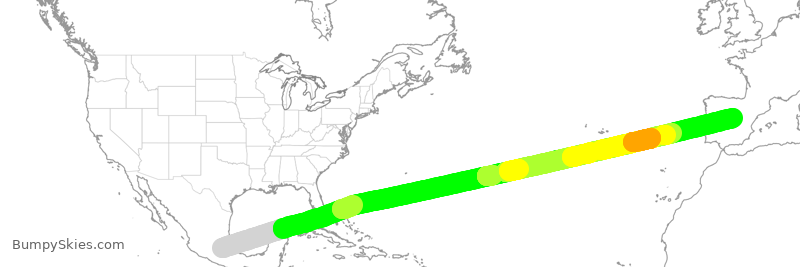 Turbulence forecast map for AMX001, MMX to EMD